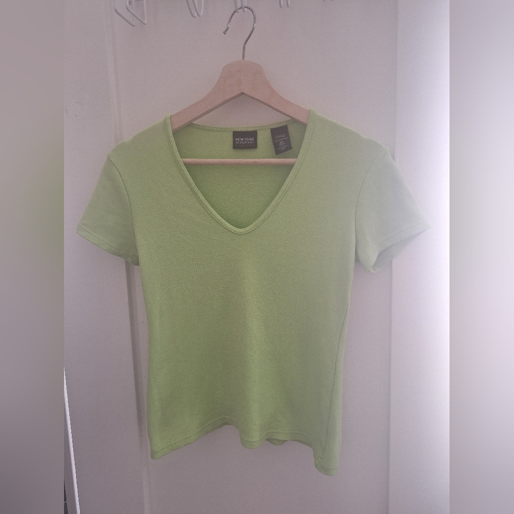 NY & CO Y2K, Vintage Green V-neck Shirt Top